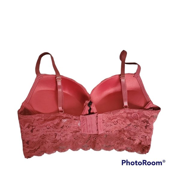 Marilyn Monroe Women's Full-Coverage Longline Lace Bra Rose Bisque Pink Size 36C - Picture 4 of 10